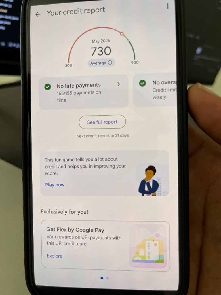 GPay Credit Score 730